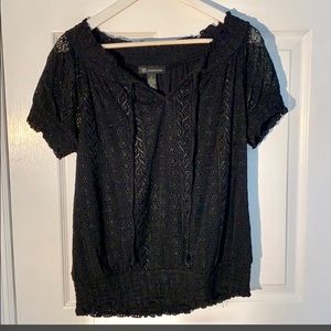 Black Eyelet Top